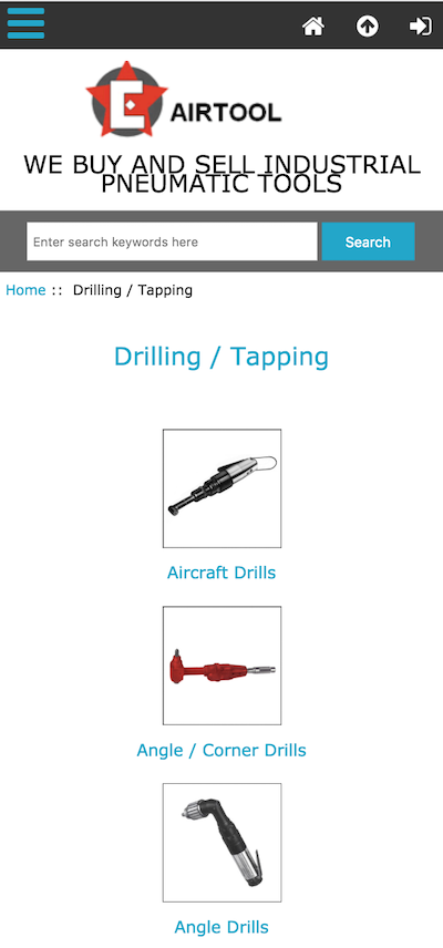 Tools website - Mobile View