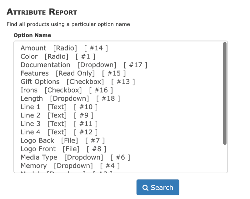 Zen Cart Attribute Report - Select Attribute