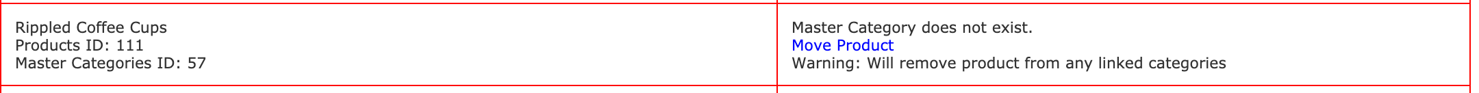 Zen Cart Audit finds missing product with a master category that does not exist