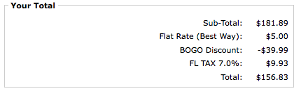 Zen Cart Checkout Payment Information Page with BOGO Discount