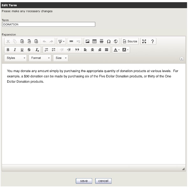 Zen Cart Boilerplate Admin edit screen