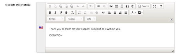 Zen Cart Boilerplate in the product editing screen