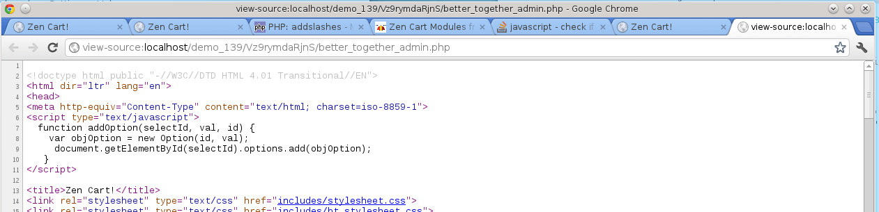 Zen Cart Better Together Admin Installation Failure