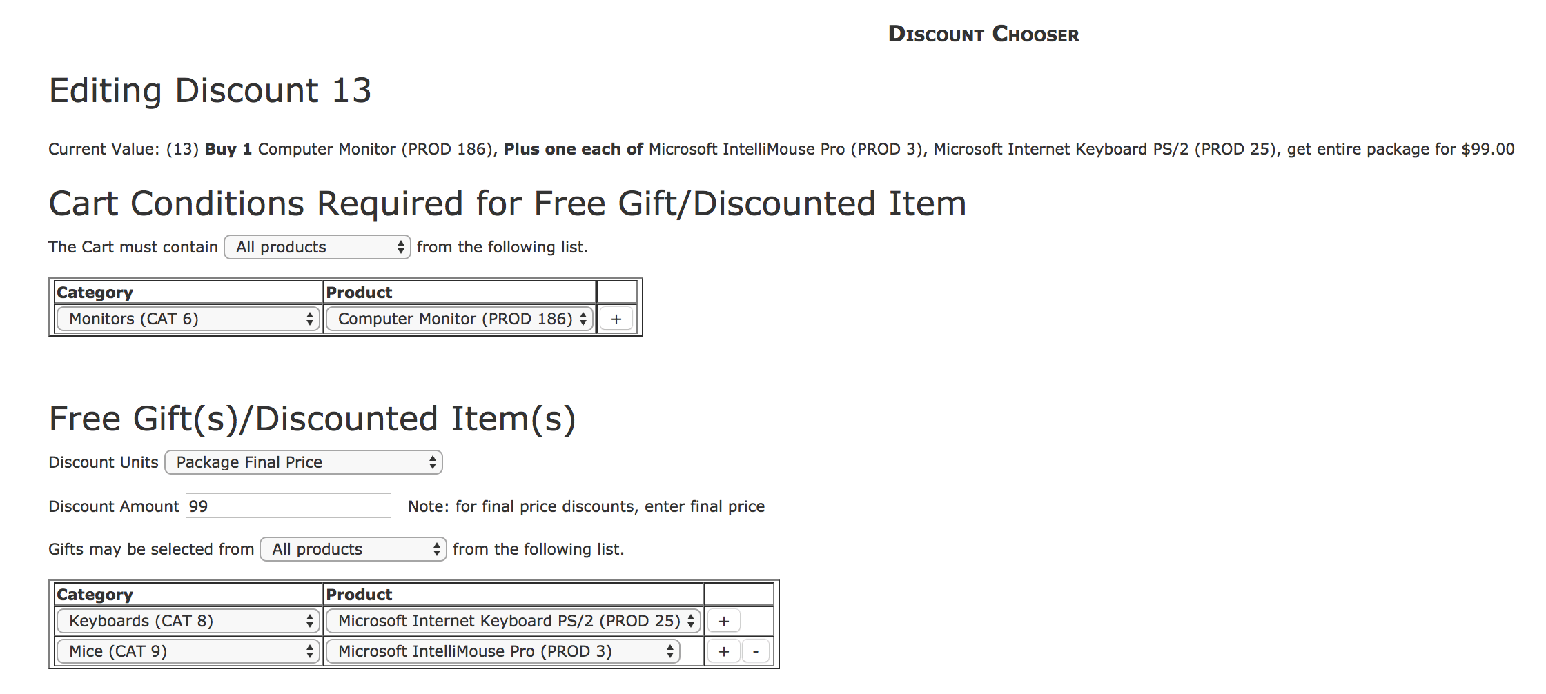 Zen Cart Discount Chooser Admin Panel
