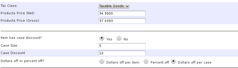 Zen Cart Configuration of Case Discounts
