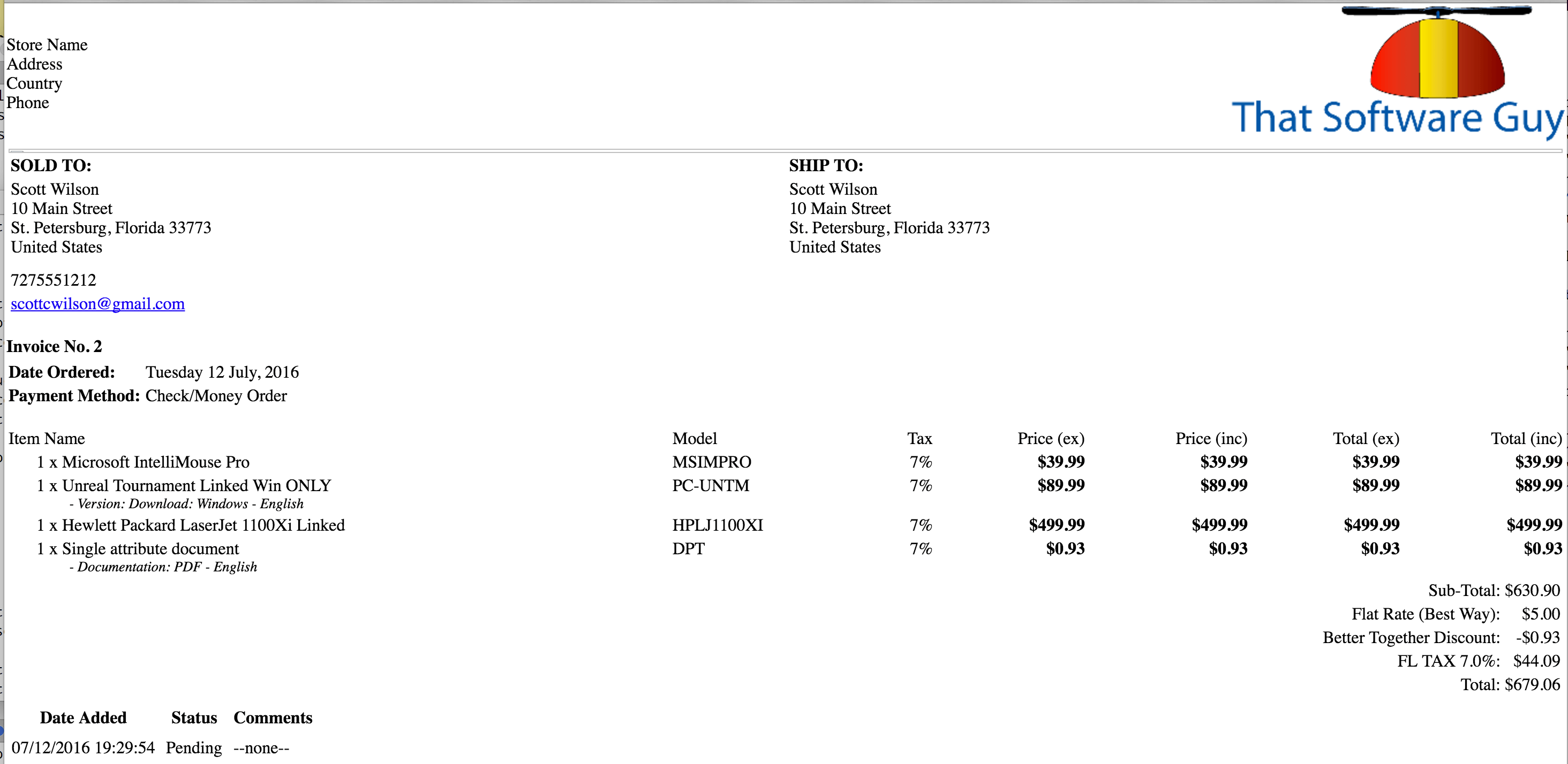 Catalog Invoice