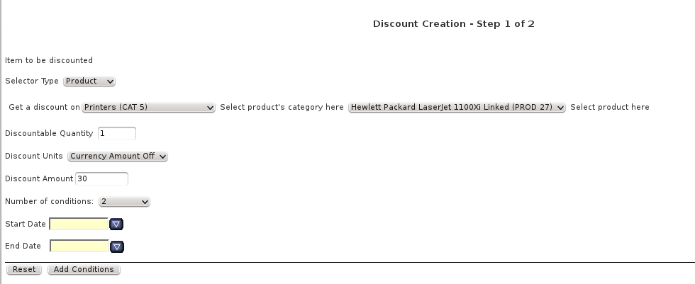 Zen Cart Combination Discounts Admin - Add a new linkage
