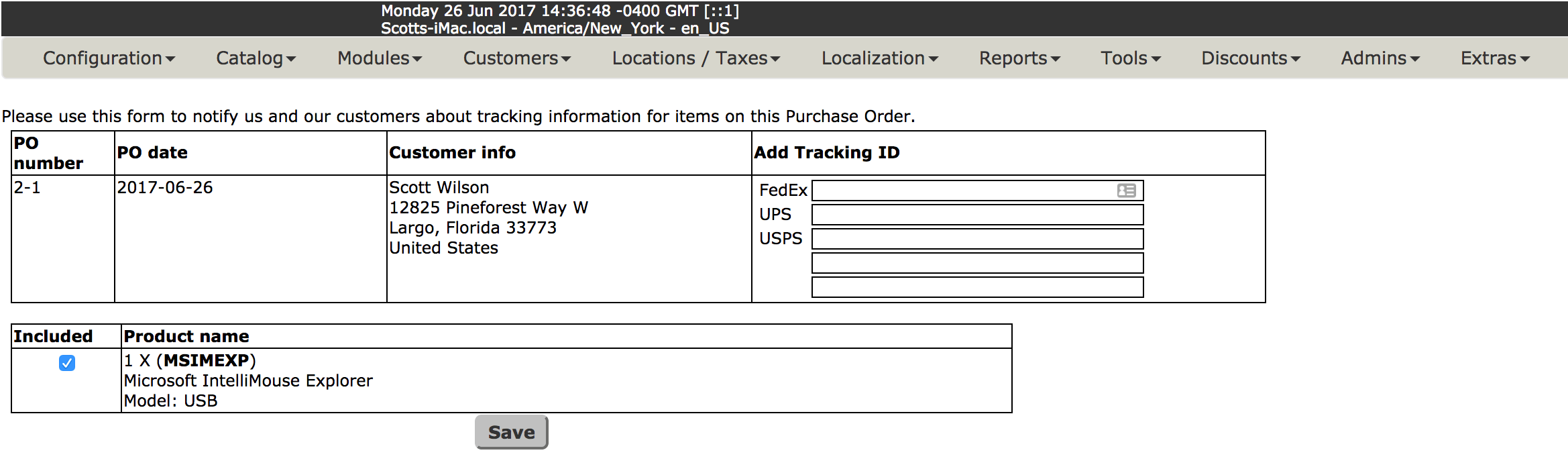 Zen Cart Admin Enter Tracking numbers
