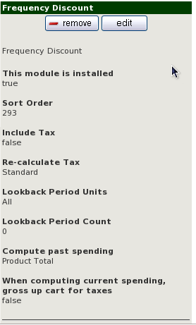 Zen Cart Configuration of Frequency Discounts