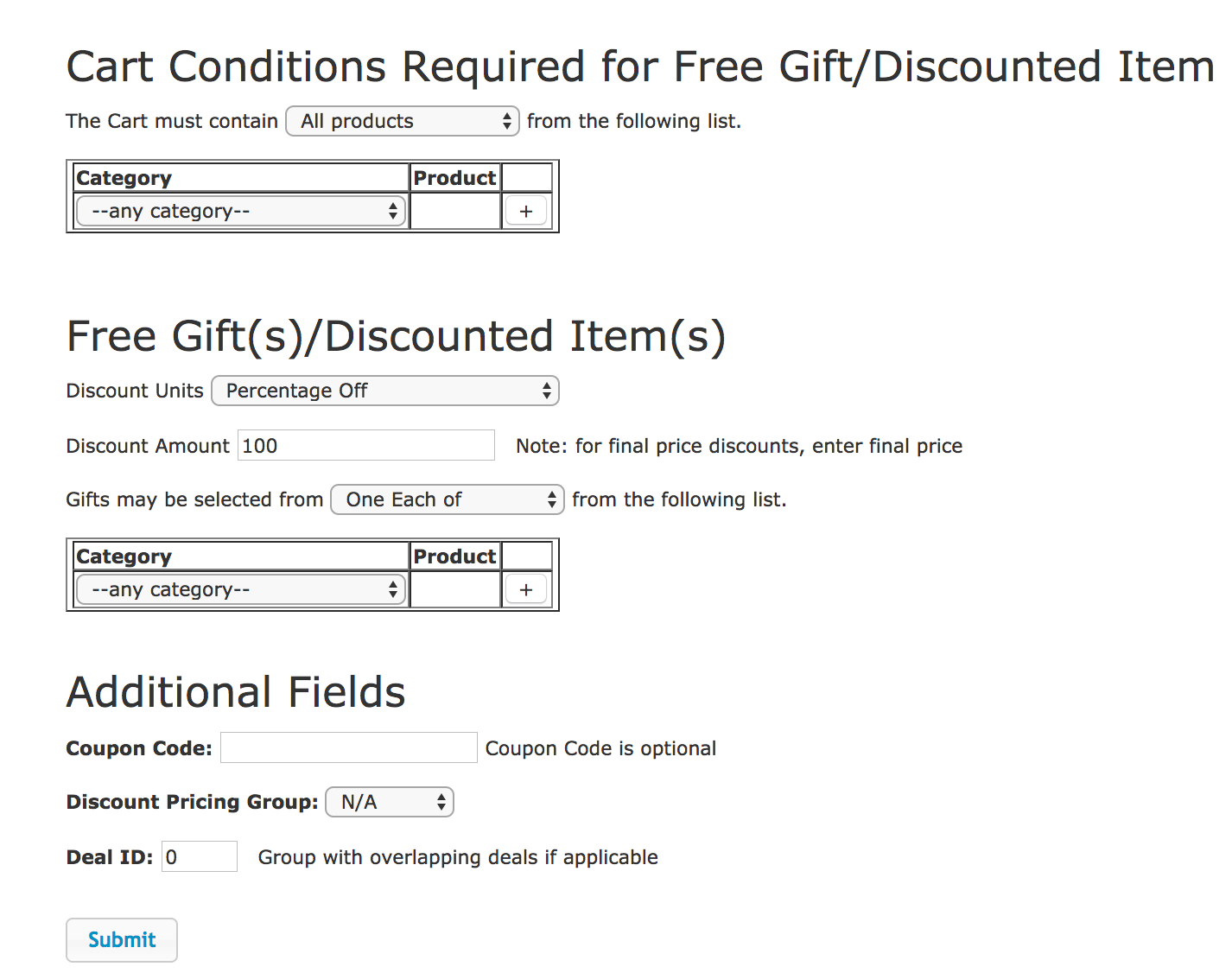 Zen Cart Discount Chooser Admin Panel