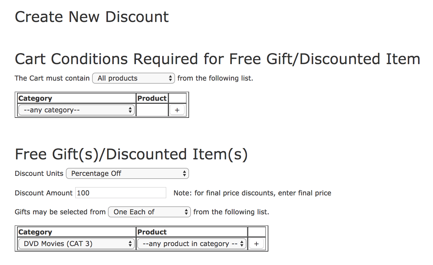 Zen Cart Discount Chooser Admin Panel