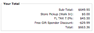Zen Cart Payment page showing Discount Spender discount