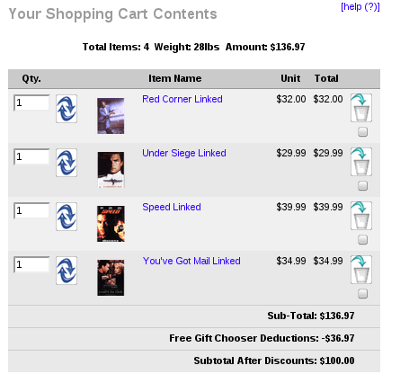 Final Price Discount using Free Gift Chooser