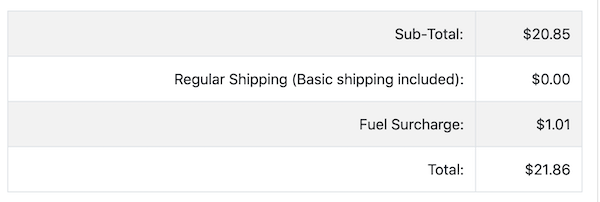 Zen Cart Fuel Surcharge