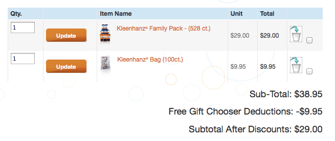 Zen Cart Free Gift Chooser and Discount Preview