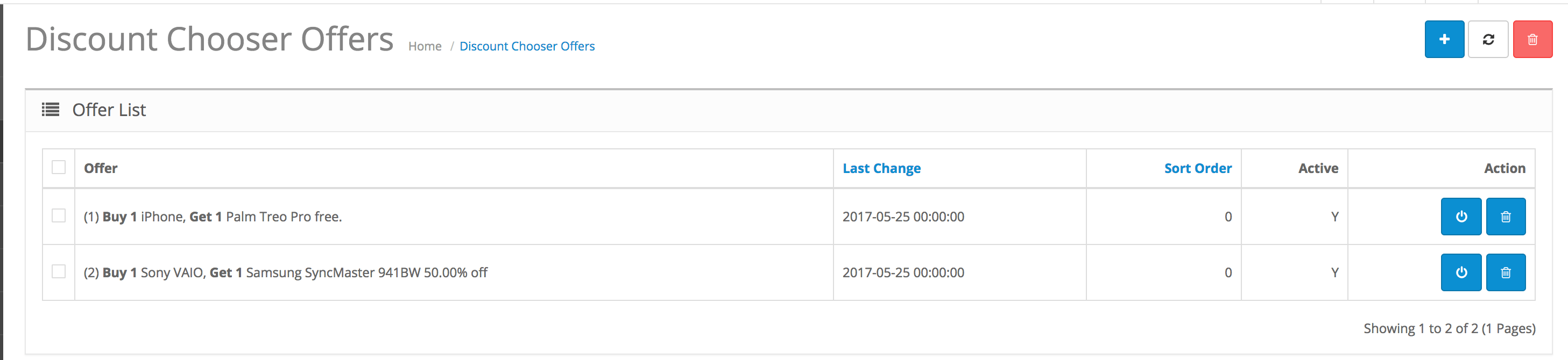OpenCart Discount Chooser Admin Panel
