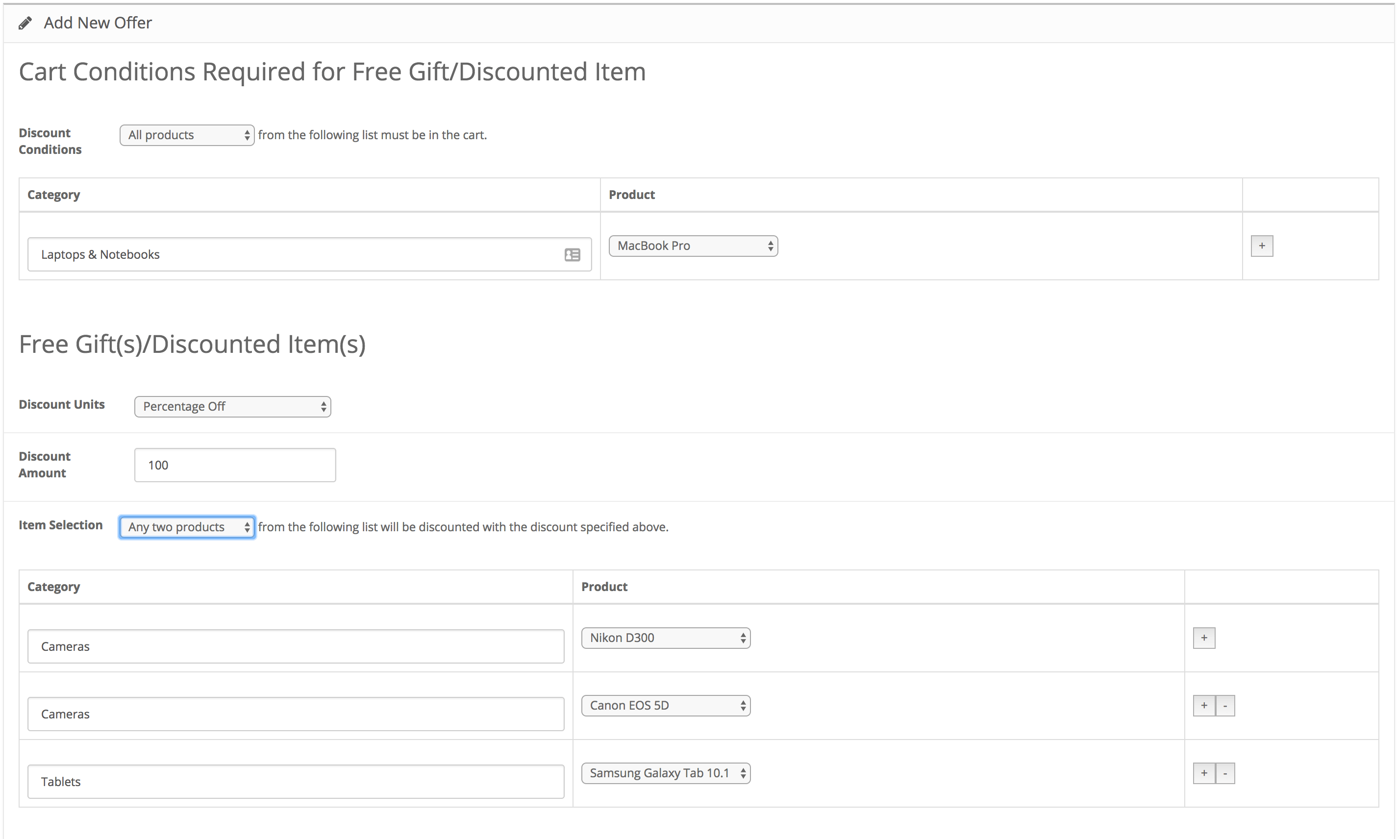 OpenCart Discount Chooser Admin Panel