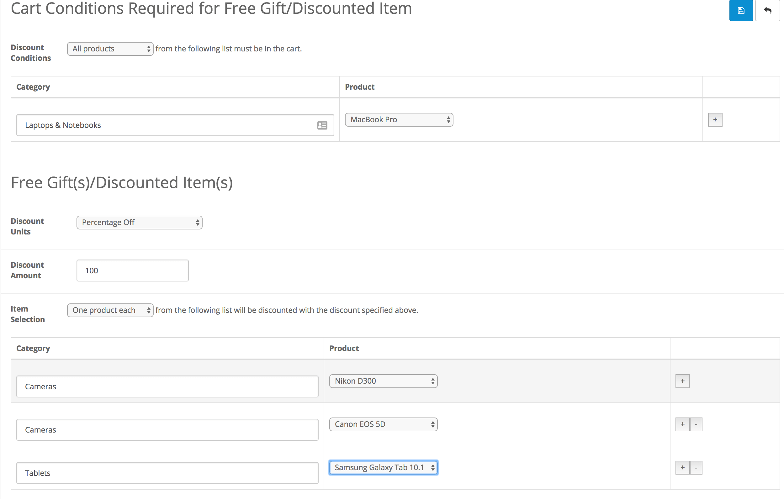 OpenCart Discount Chooser Admin Panel