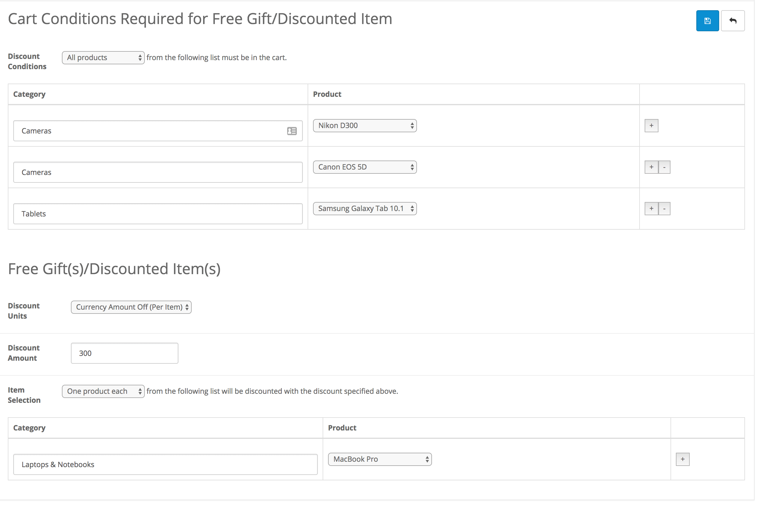 OpenCart Discount Chooser Admin Panel