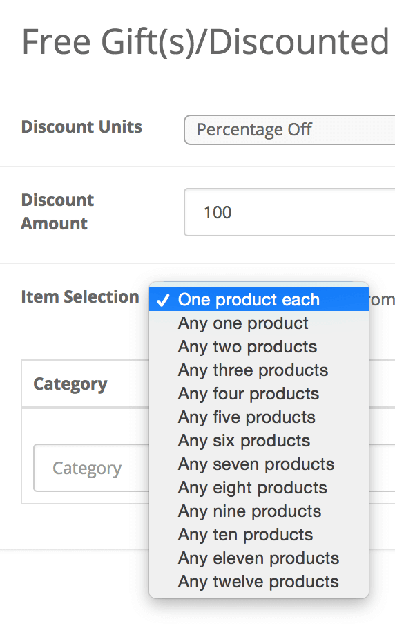 OpenCart Discount Chooser Gifts Dropdown