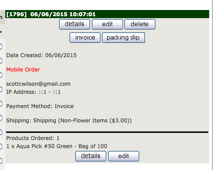 Zen Cart Selected Order Detail with Indicator of Mobile Order