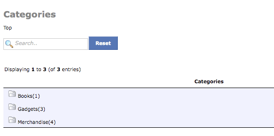 osCommerce Admin Page for Categories
