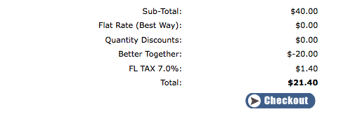 osCommerce Shopping Cart Page showing Better Together discount