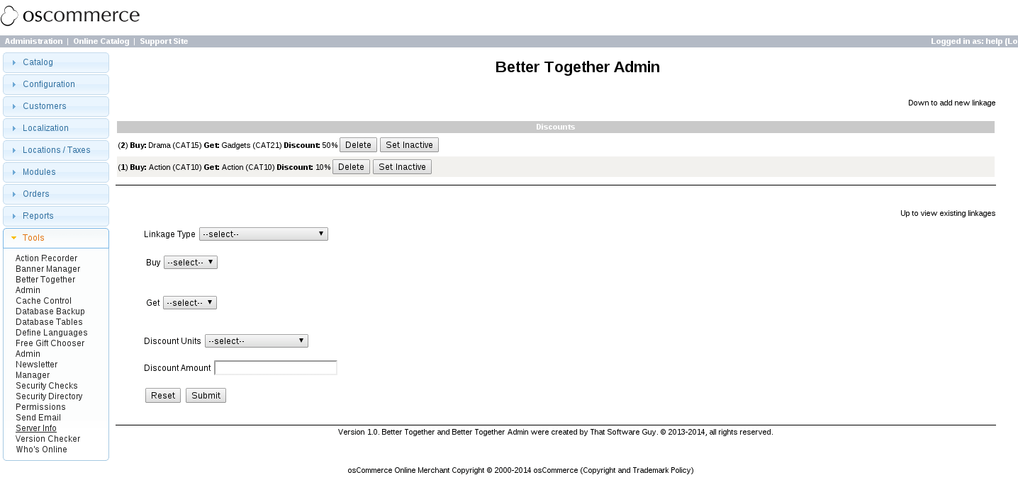 osCommerce Better Together Admin Panel