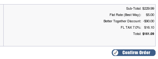 osCommerce Order Confirmation Page showing Better Together discount
