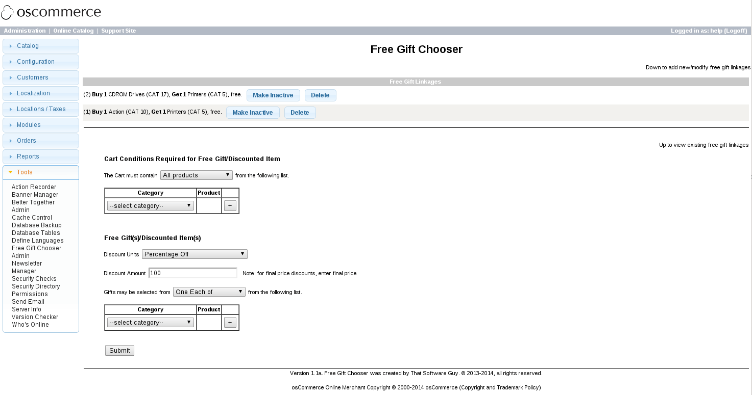 osCommerce Discount Chooser Admin Panel