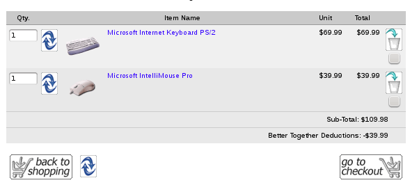 Zen Cart Cart with the Discount Preview extension installed