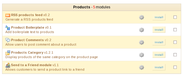 The PrestaShop admin-modules screen