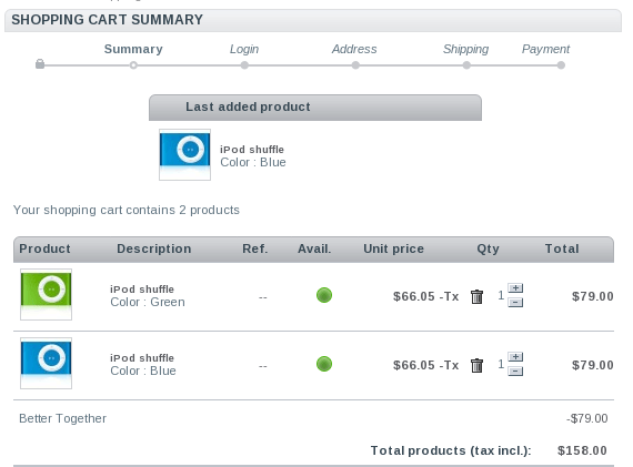 Prestashop cart block