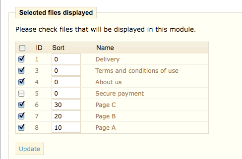 Prestashop sort order field