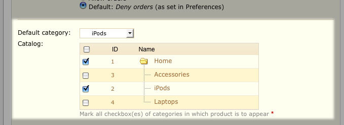 Prestashop default category