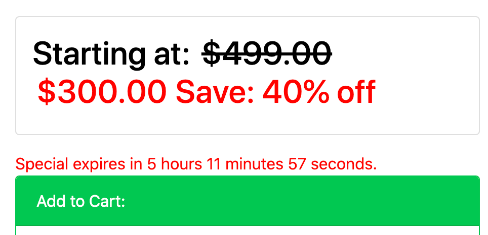 Zen Cart Example with Sale Ending/Special Ending in countdown mode, bootstrap template