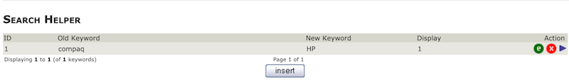 Zen Cart Search Helper Admin keywords 