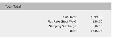 shipping surcharge