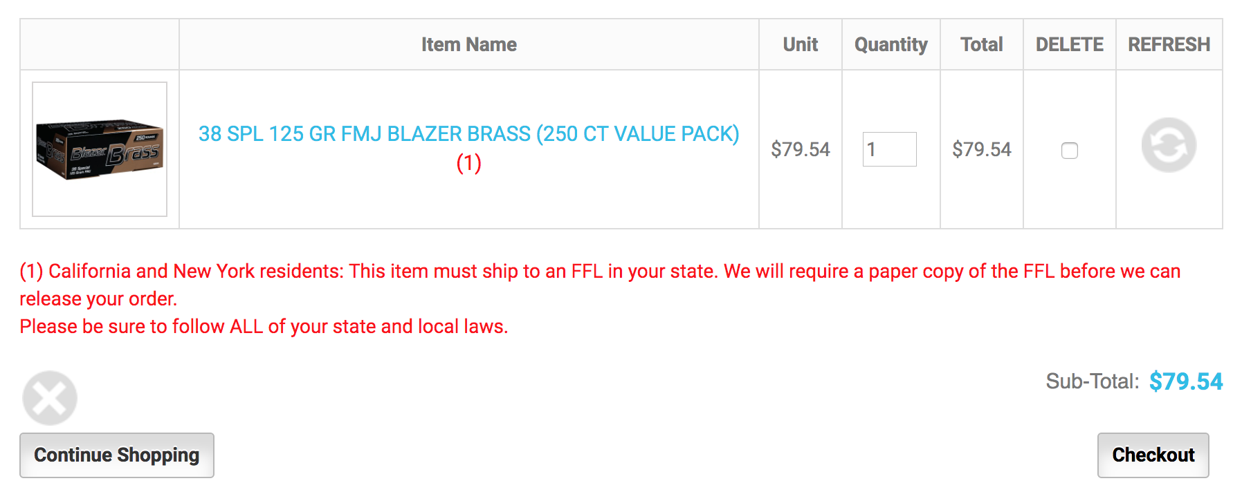 Zen Cart Shipping Restrictions - ammunition