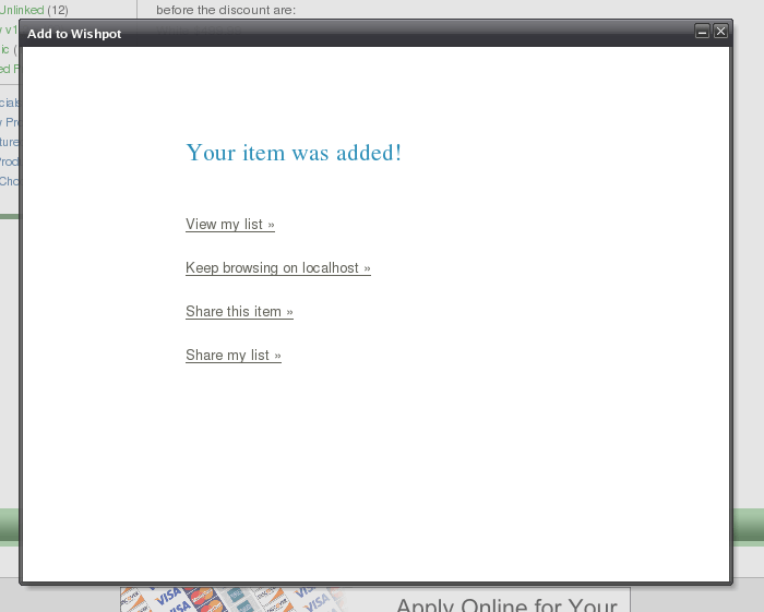 Wishpot Add to Wishpot Complete dialog