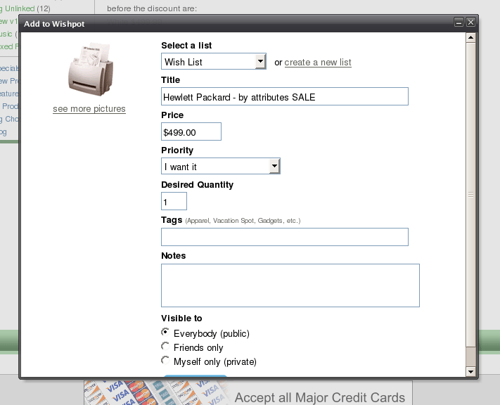 Wishpot Add to Wishpot dialog