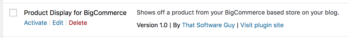 WordPress Configuration - Product Display for BigCommerce