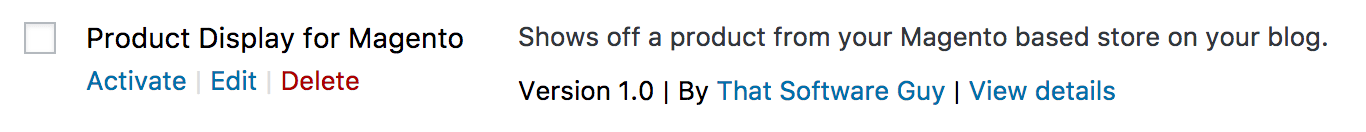 WordPress Configuration - Product Display for Magento