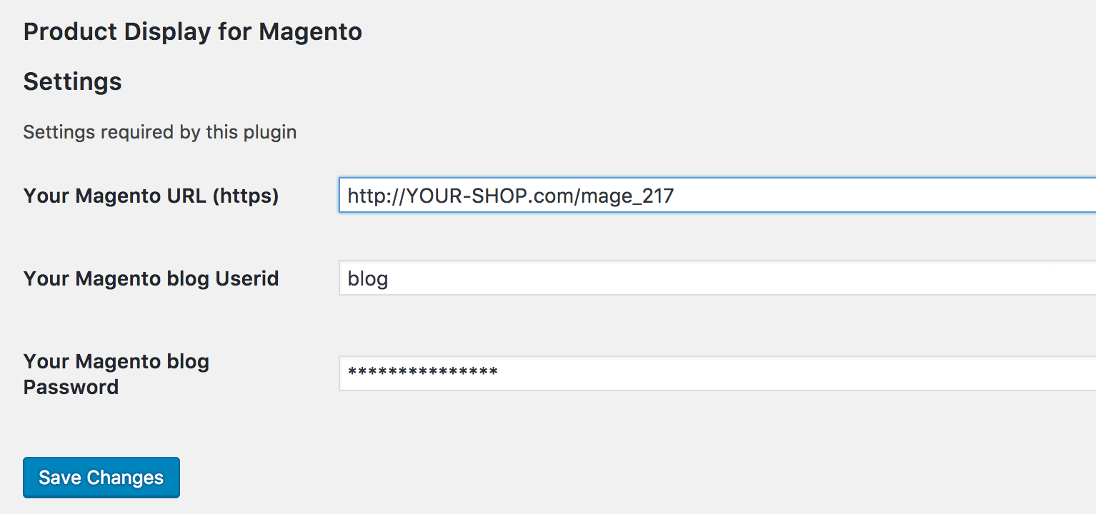 WordPress Configuration - Product Display for Magento