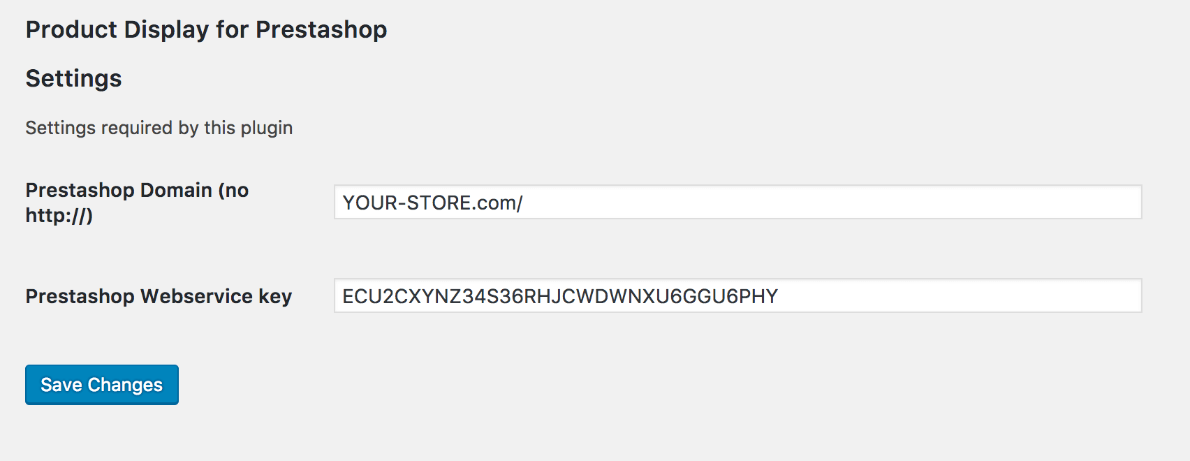 WordPress Configuration - Product Display for Prestashop