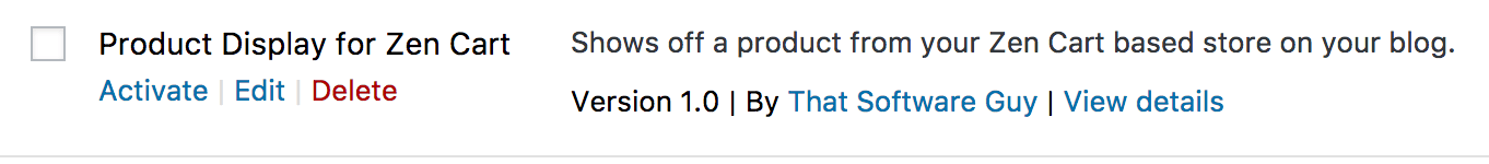 WordPress Configuration - Product Display for Zen Cart