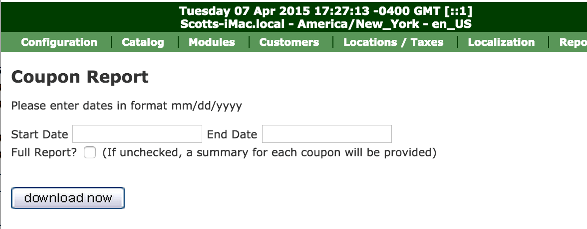 Zen Cart Coupon Report