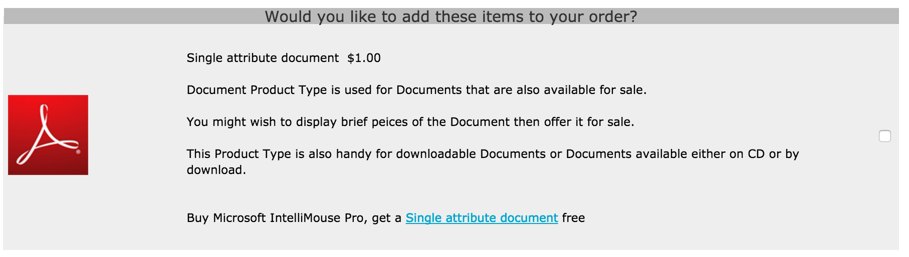 Checkbox Cross Sell Items