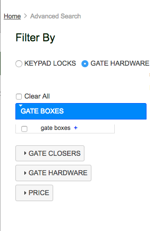 Zen Cart Search Filter Group Gate Hardware