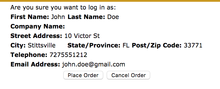 Zen Cart Rep logs in as customer